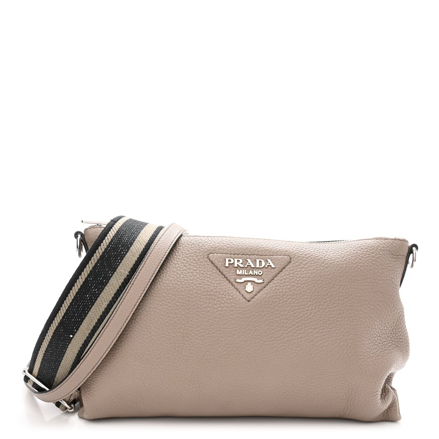 Vitello Daino Soft Zippered Shoulder Bag Argilla