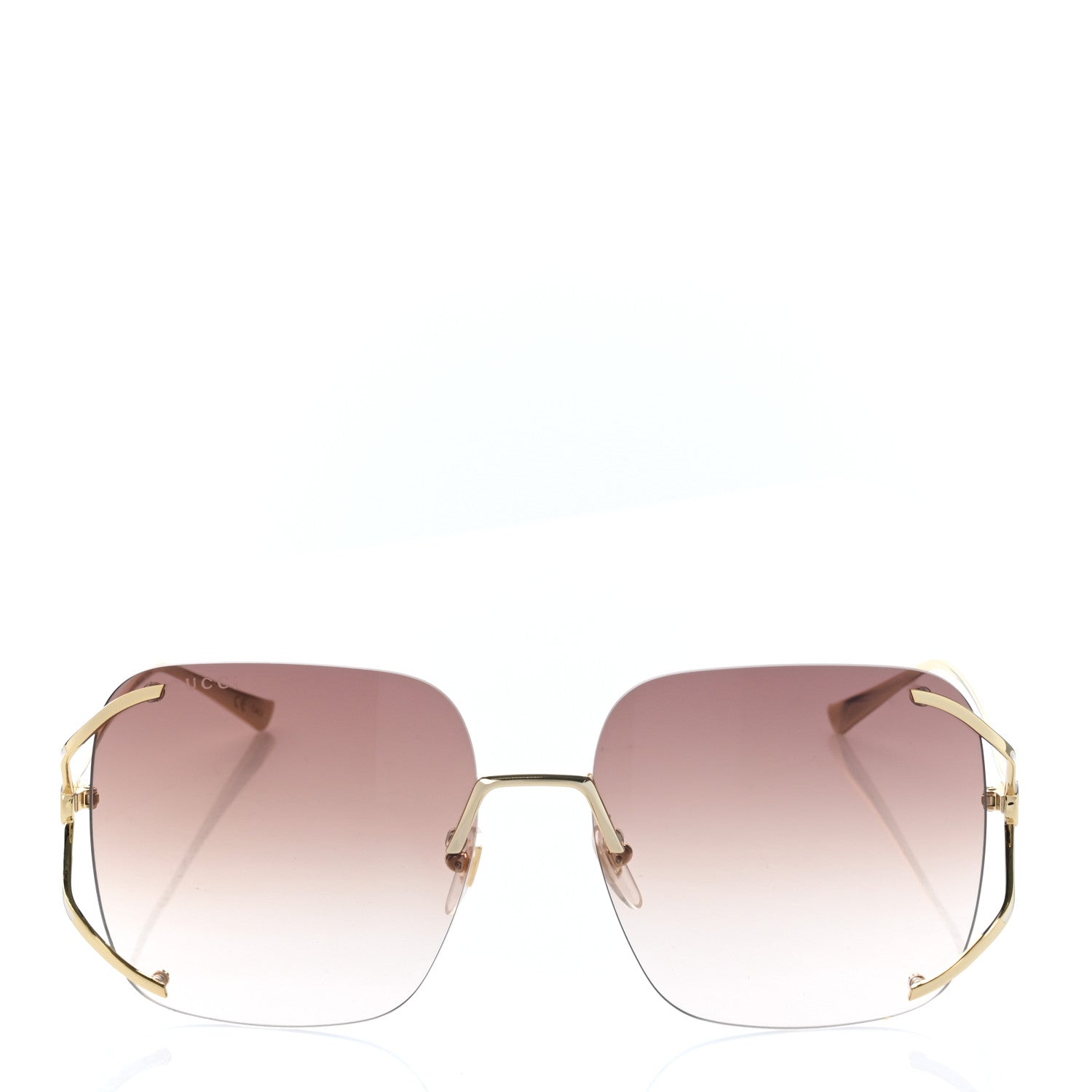Gucci Metal Oversized Sunglasses GG0646S Gold Brown 2 of 9