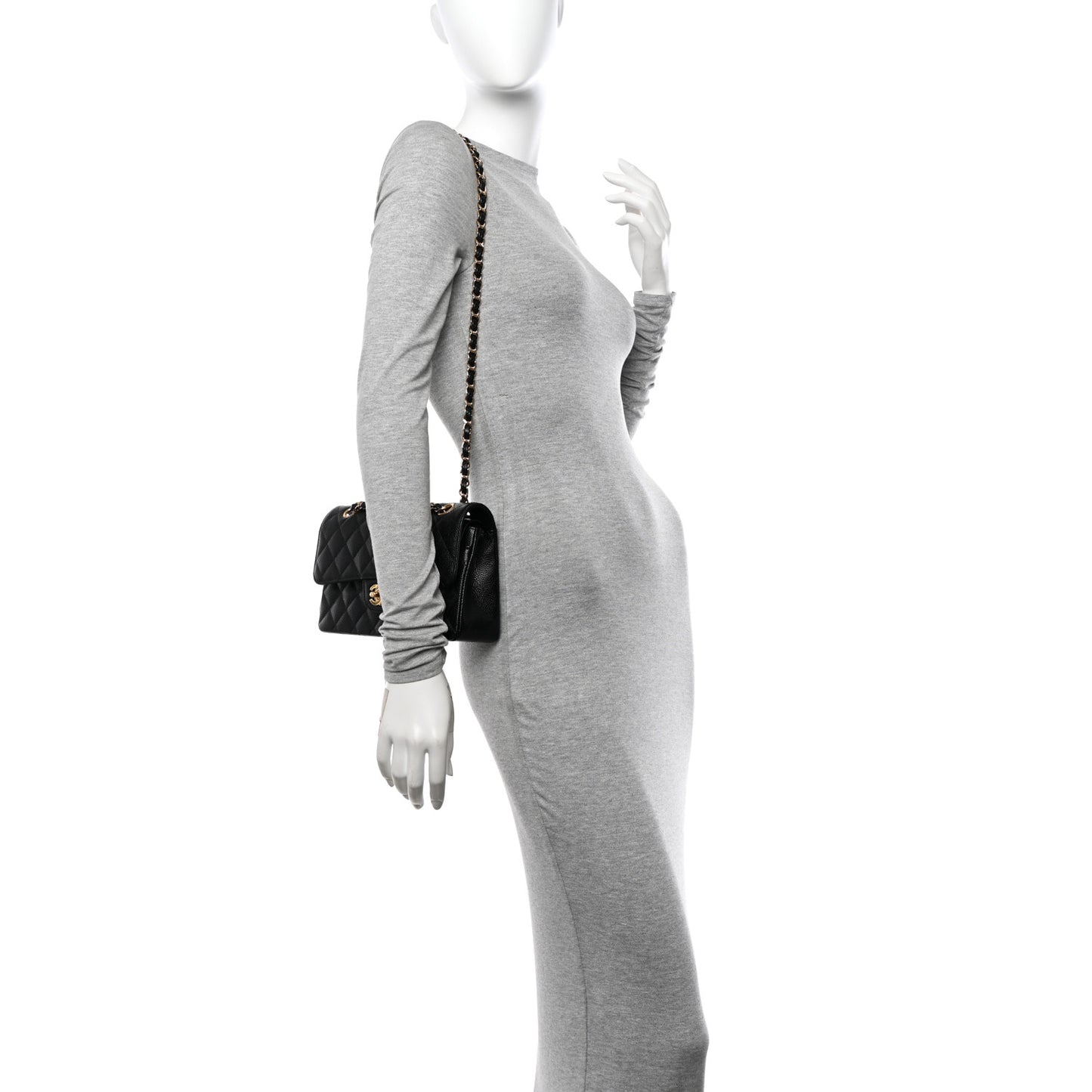 Caviar Quilted Small Double Flap Black