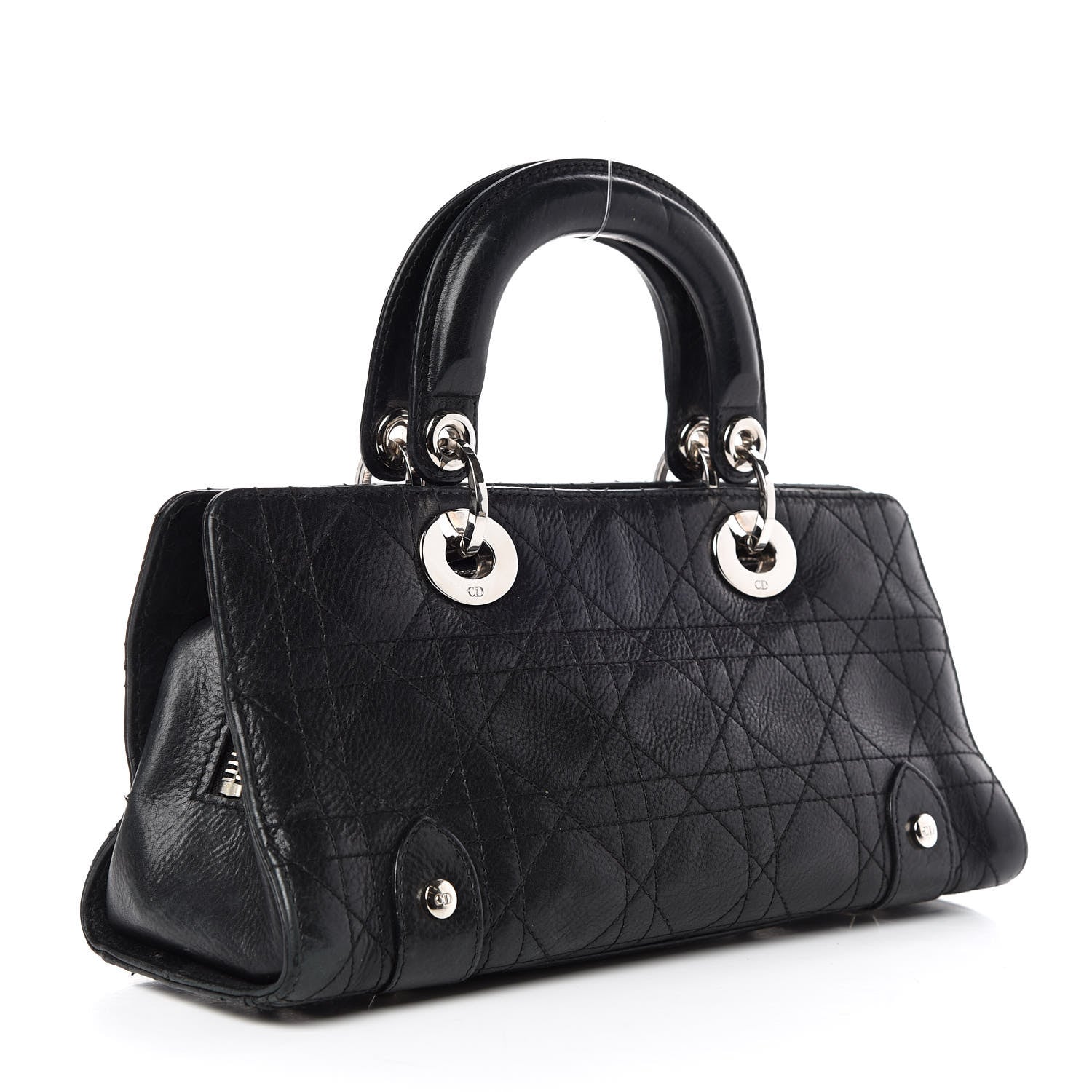 Christian Dior Calfskin Cannage Stitched Small Lady East West Lady Dior Black 3 of 10