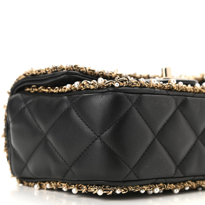 Chanel Lambskin Quilted Pearl Edge Mini Rectangular Flap Bag Black 9 of 11