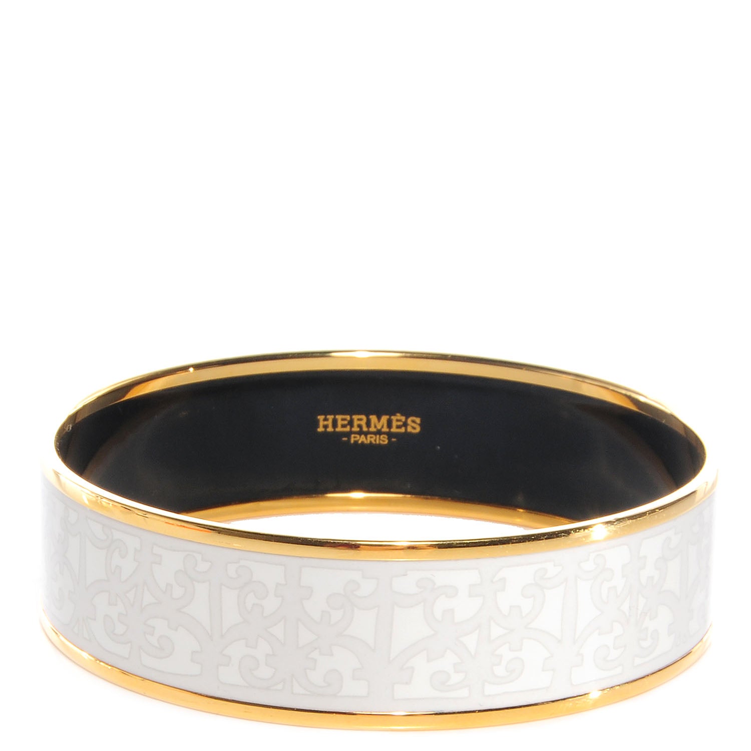 Hermes Enamel Printed Wide Balcons du Guadalquivir Bracelet 65 White 1 of 5