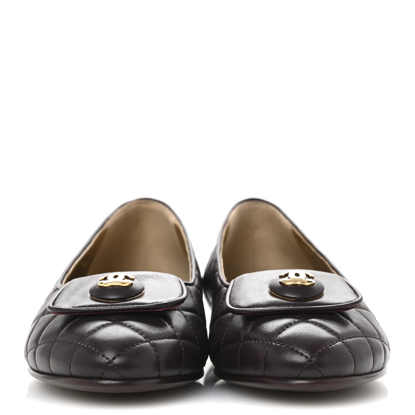 Lambskin Quilted CC Ballerina Flats 40 Dark Purple