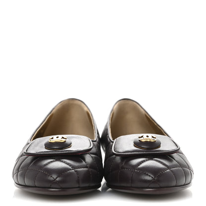 Chanel Lambskin Quilted CC Ballerina Flats 40 Dark Purple 3 of 12