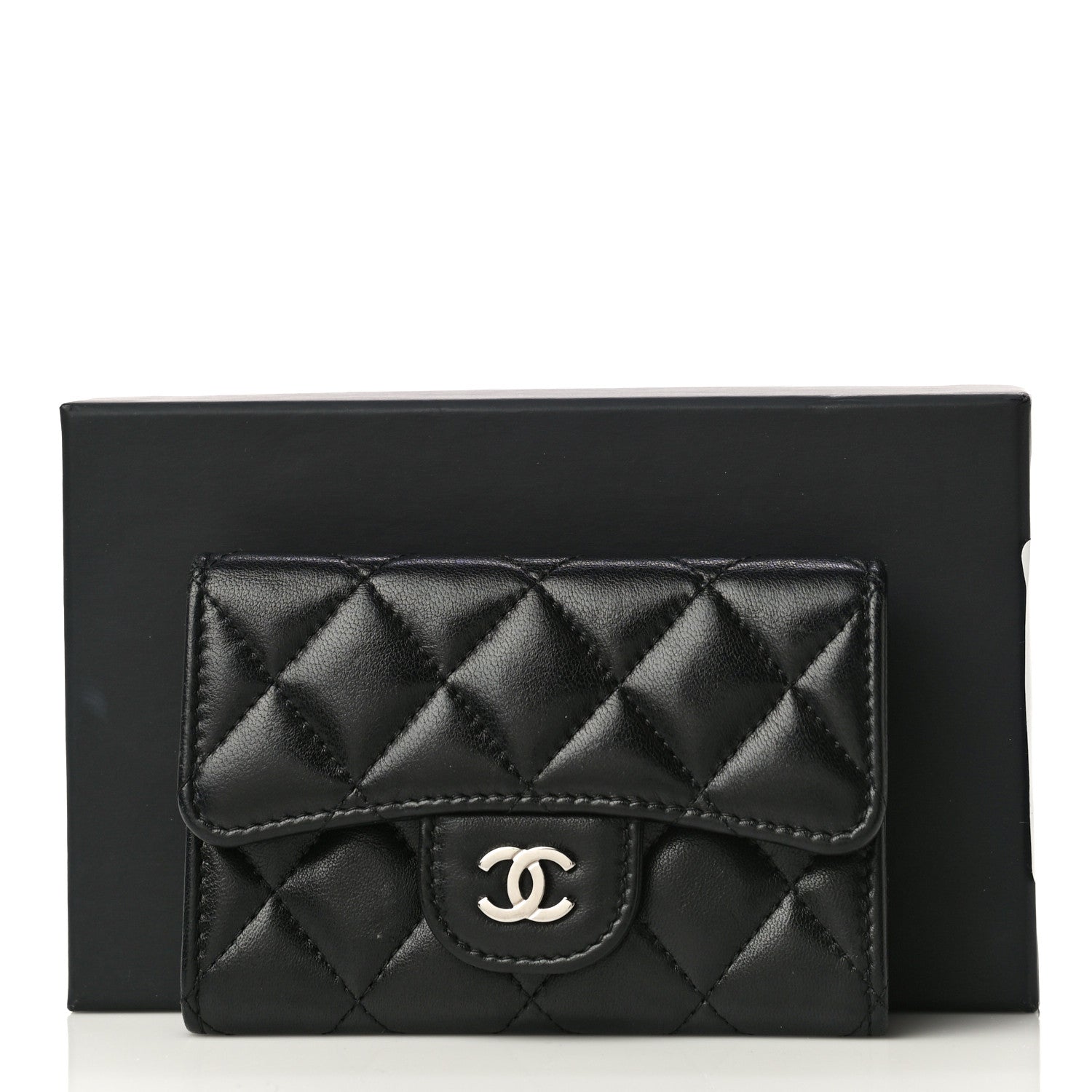 Chanel Lambskin Quilted Flap Card Holder Wallet Black 18 of 18