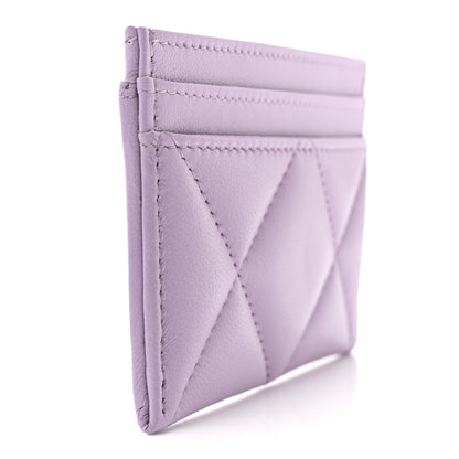 Chanel Lambskin Quilted Chanel 19 Card Holder Light Purple 3 of 9