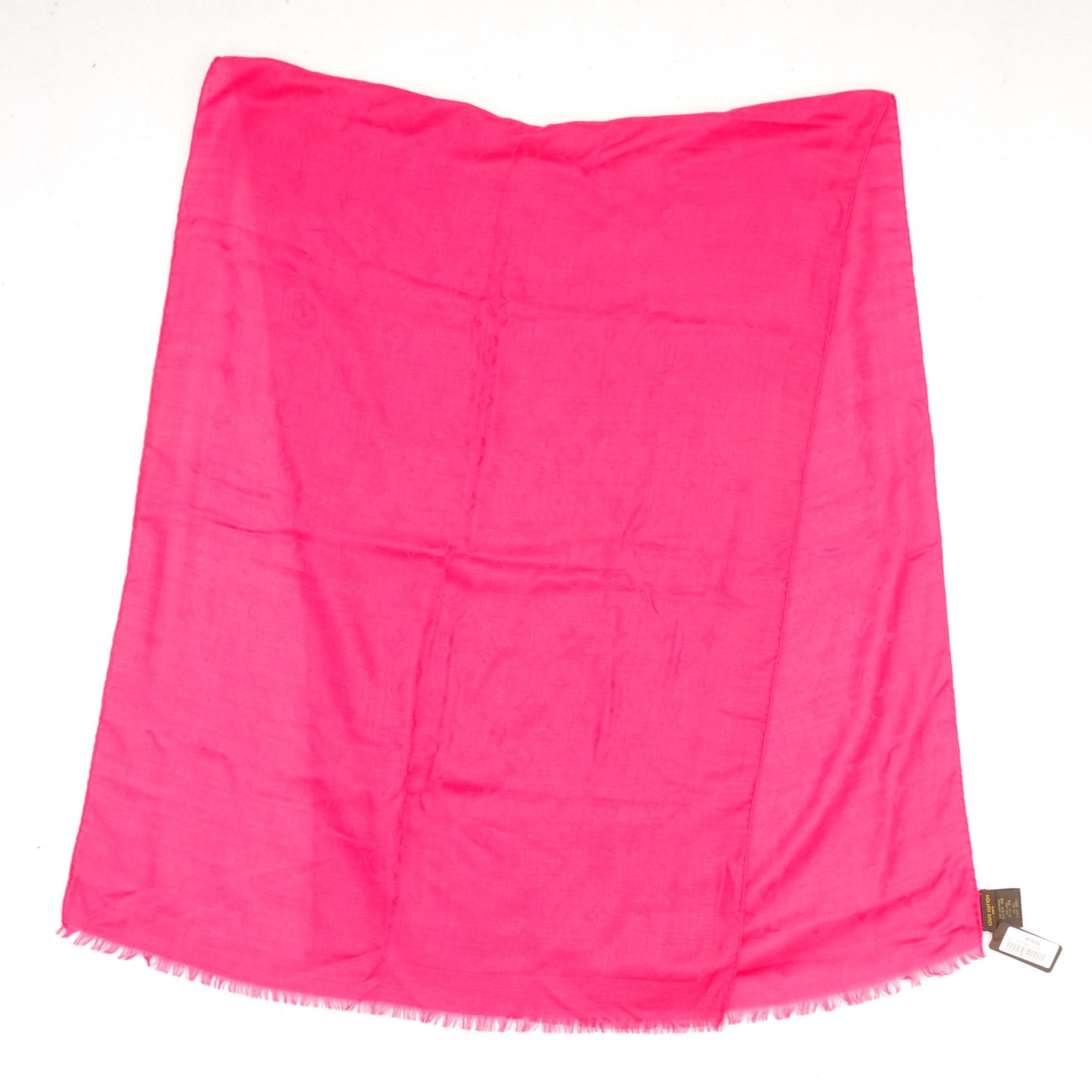 Cashmere Wool Silk Monogram Stole Fuchsia