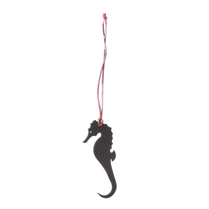 Hermes Togo Epsom Petit H Seahorse Bag Charm Chocolate Bleu Electrique 1 of 4