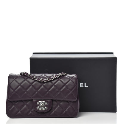 Chanel Lambskin Quilted Mini Rectangular Flap Dark Purple 12 of 12