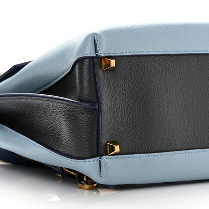 MCM Grained Calfskin Large Milla Convertible Backpack Navy Multicolor 9 of 15