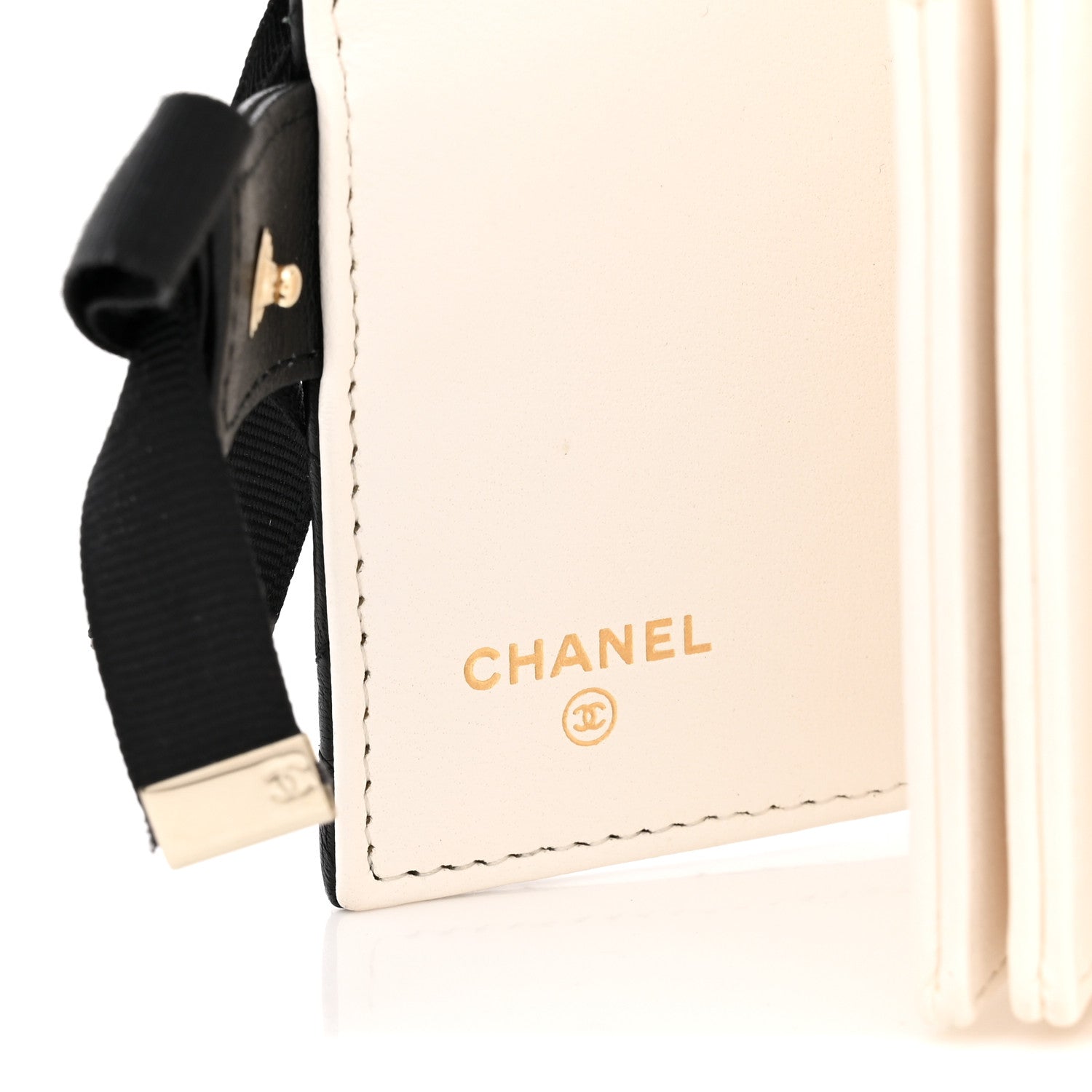 Chanel Lambskin Quilted Book Card Holder on Chain Black 1895583