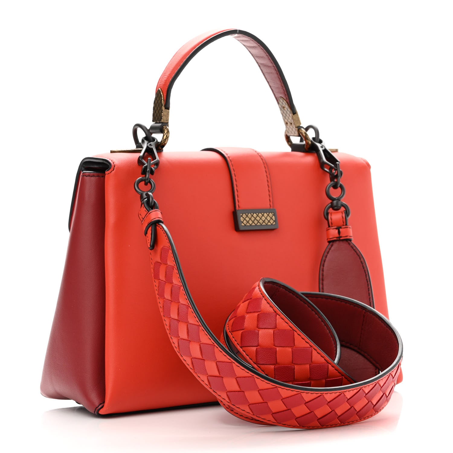 Bottega Veneta Nappa Small Piazza Bag Red 3 of 10