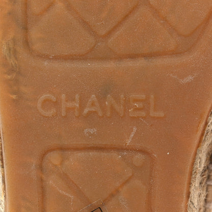 Chanel Lambskin CC Espadrilles 37 Beige Black 8 of 10