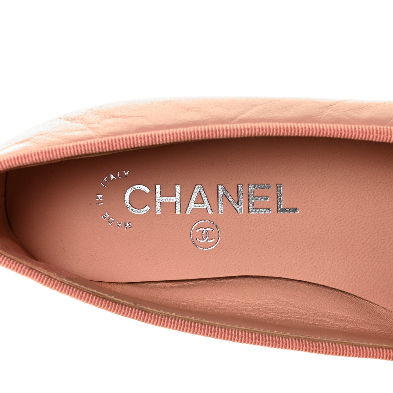 Chanel Crumpled Calfskin Cap Toe CC Ballerina Flats 36.5 Powder Pink 7 of 8