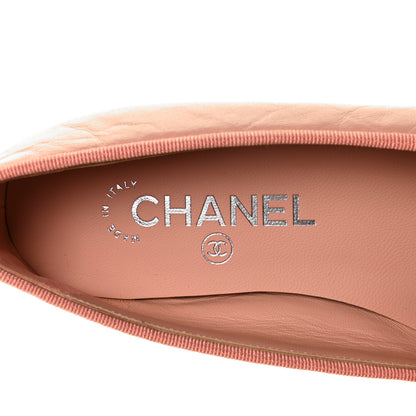 Chanel Crumpled Calfskin Cap Toe CC Ballerina Flats 36.5 Powder Pink 7 of 8