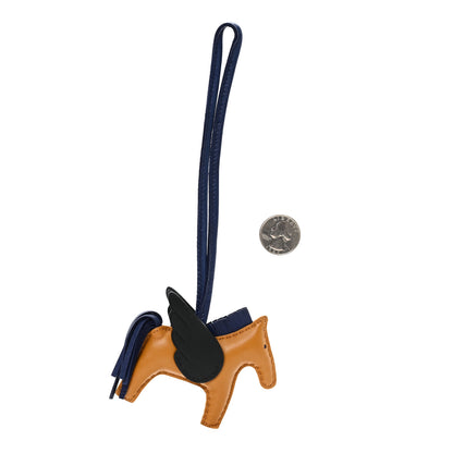 Hermes Milo Lambskin Grigri Rodeo Pegase Horse Bag Charm PM Sesame Black Bleu Saphir 2 of 4
