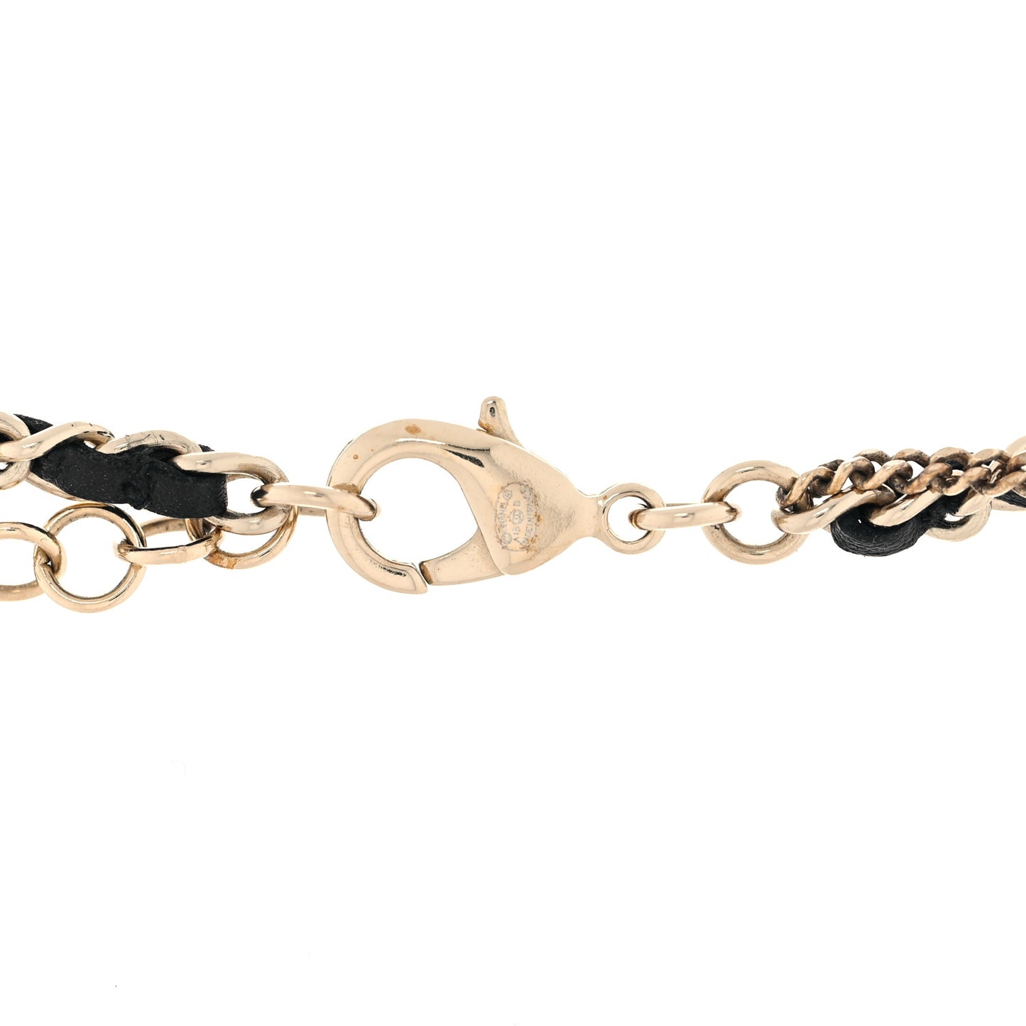 Lambskin Pearl CC Chain Multi Strand Necklace Black Gold