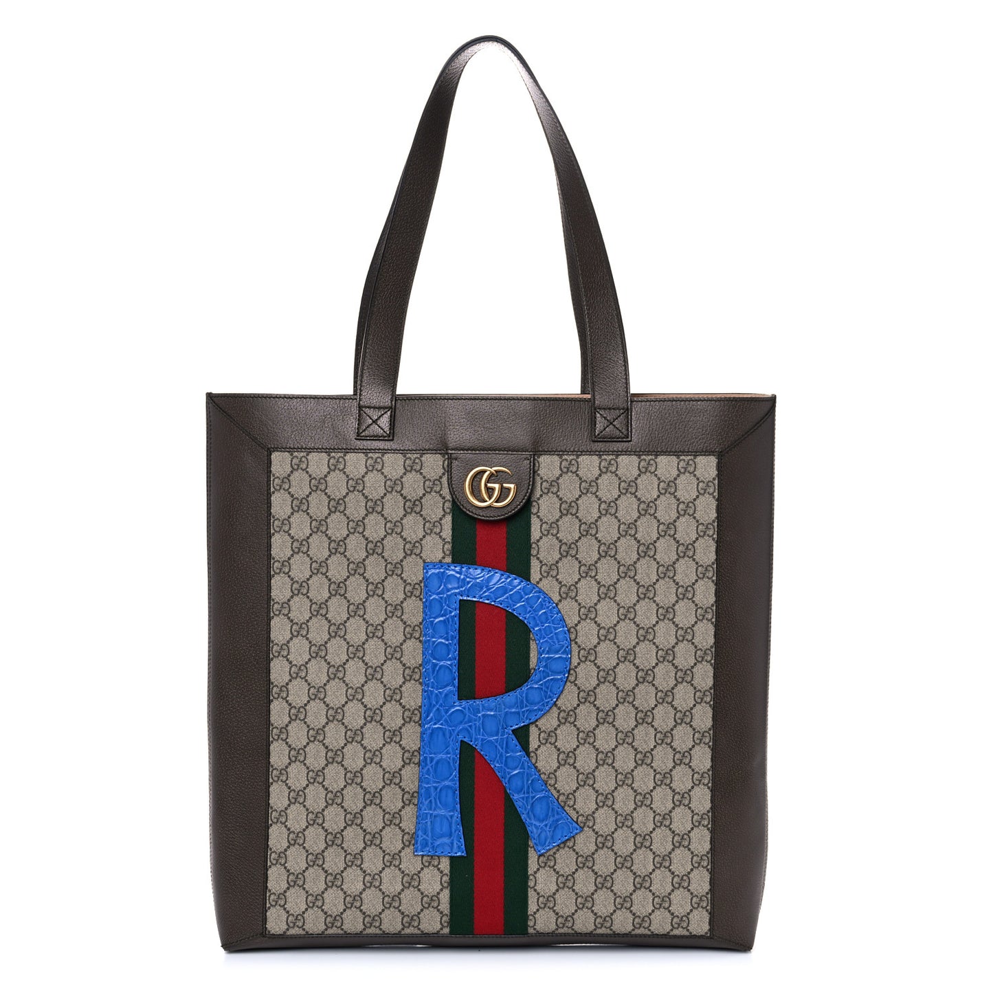 GG Supreme Monogram Web Large DIY Ophidia Vertical Shopping Tote Brown
