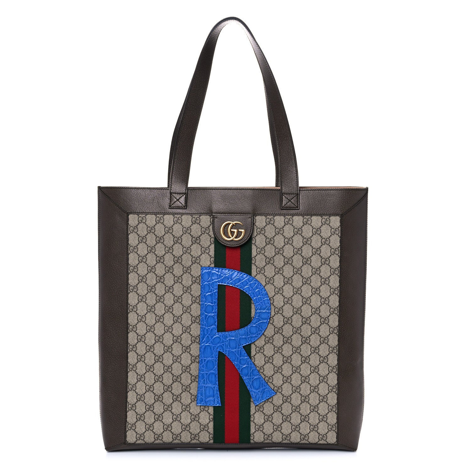 Gucci GG Supreme Monogram Web Large DIY Ophidia Vertical Shopping Tote Brown 2 of 12
