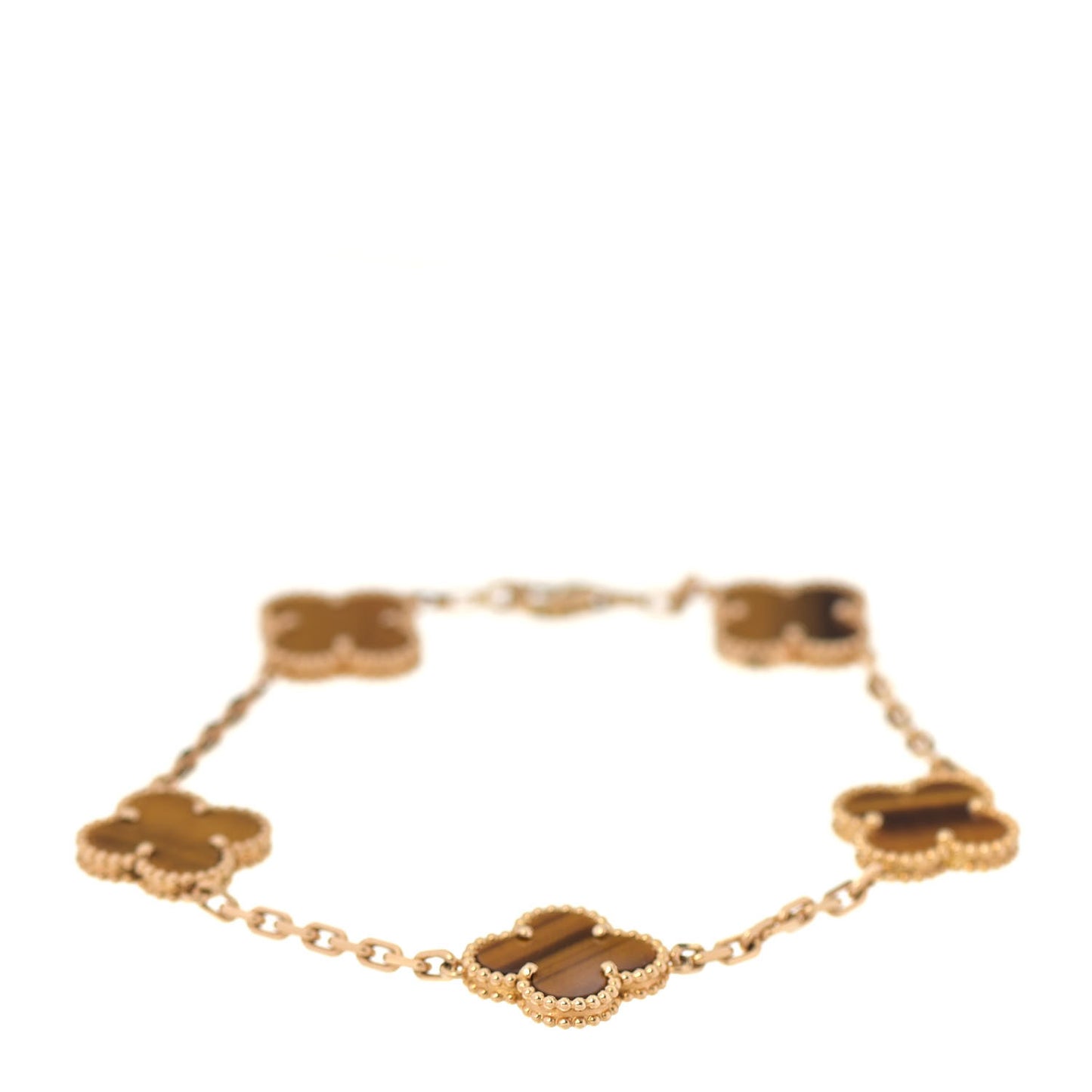 18K Yellow Gold Tiger Eye 5 Motifs Vintage Alhambra Bracelet