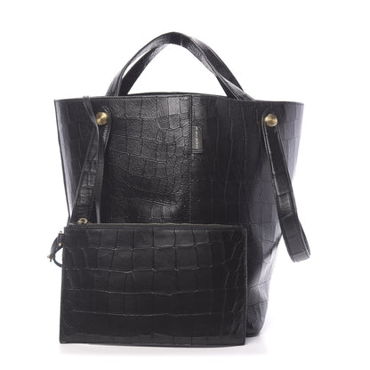 Mulberry Calfskin Crocodile Embossed Kite Bucket Bag Black 1 of 9