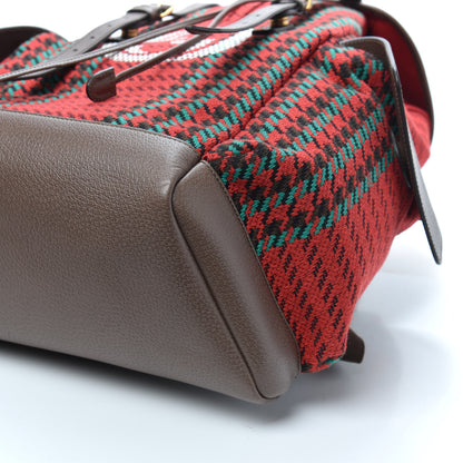 Gucci Cotton Wool Houndstooth Interlocking G Backpack Red Green New Acero 8 of 8