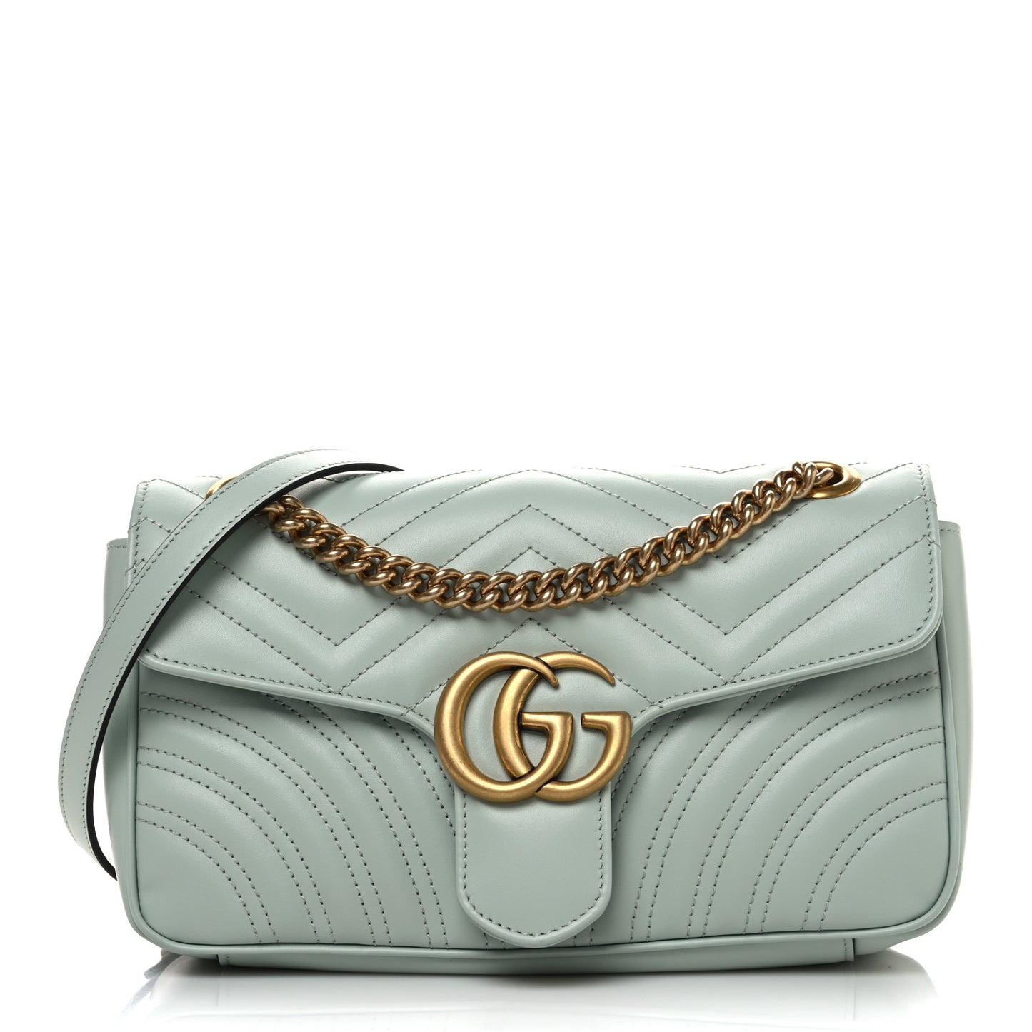 Calfskin Matelasse Small GG Marmont Shoulder Bag Salvy Green
