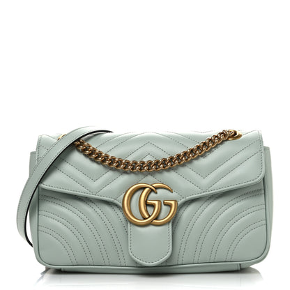 Gucci Calfskin Matelasse Small GG Marmont Shoulder Bag Salvy Green 1 of 11
