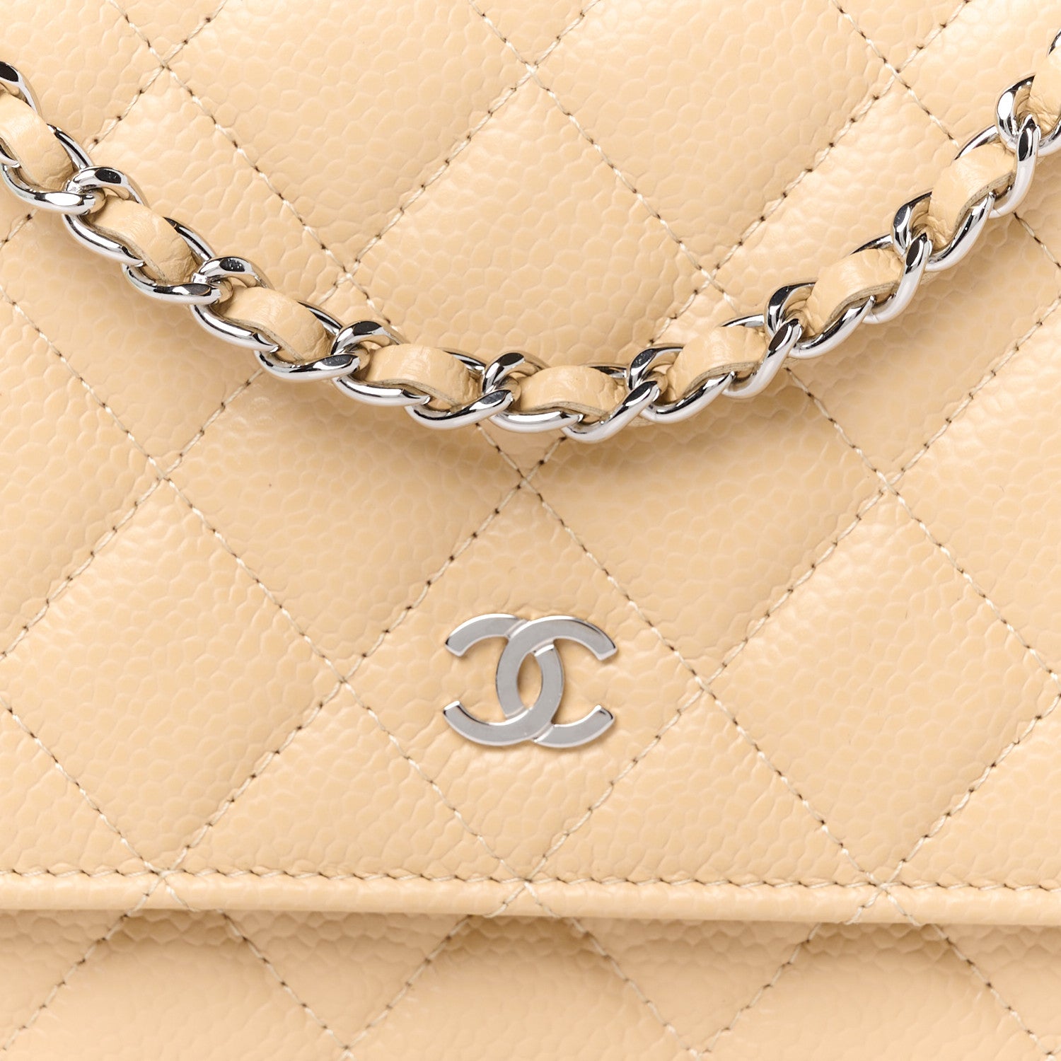 Chanel Caviar Quilted Wallet on Chain WOC Beige 9 of 11