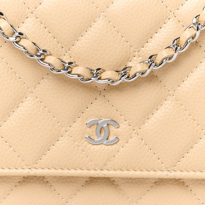 Chanel Caviar Quilted Wallet on Chain WOC Beige 9 of 11