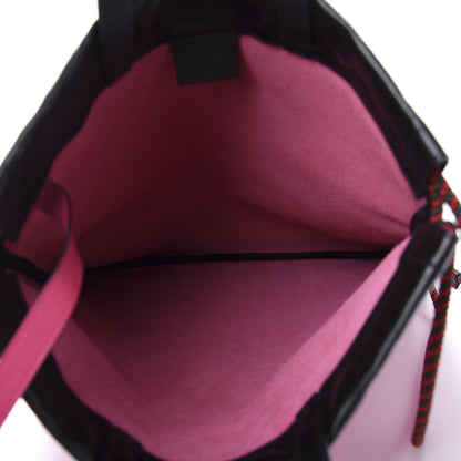 Gucci Grained Calfskin Logo Drawstring Backpack Box Pink Green Black 5 of 11