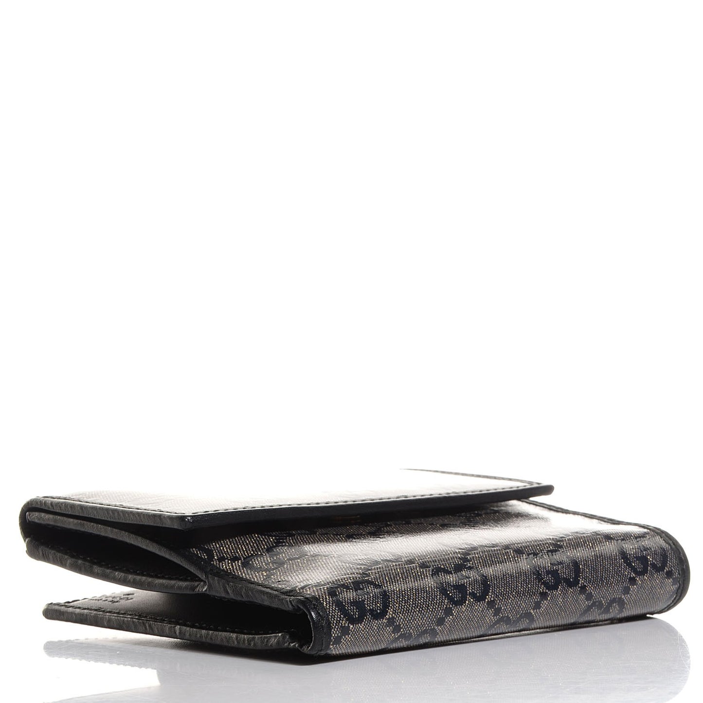 Crystal Monogram Icon Bar French Flap Wallet Navy