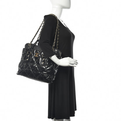 Chanel Glazed Calfskin Lambskin Quilted Portobello Tote Black 2 of 10