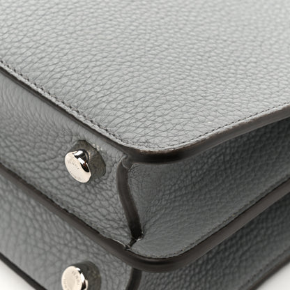 Fendi Cuoio Romano Vitello Cover Glazed Fabric Bi-Color FF 1974 Mini Peekaboo I SEE U Satchel Grigio Chiaro Ghiaia 13 of 14