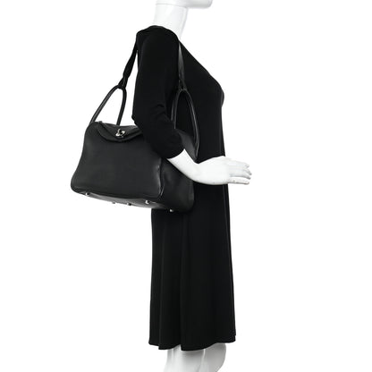Hermes Taurillon Clemence Lindy 30 Black 2 of 10