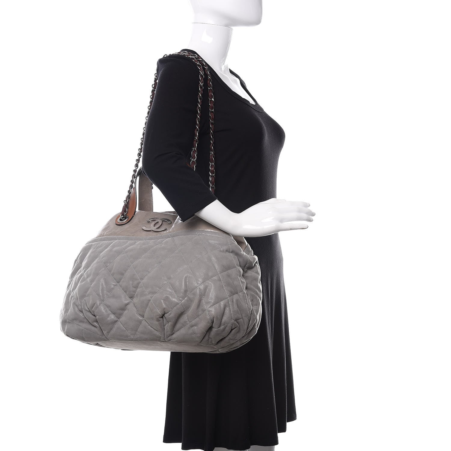 Chanel Iridescent Calfskin Quilted Large In The Mix Tote Grey 2 of 10