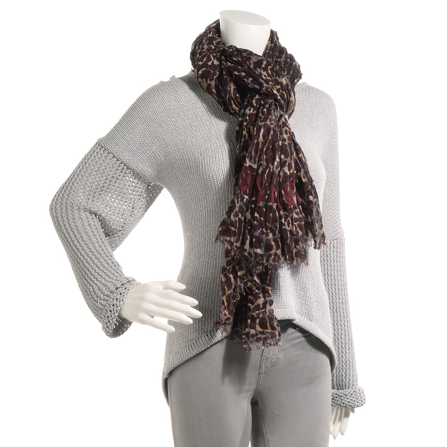 Louis Vuitton Cashmere Silk Lezard Stole Burgundy 2 of 7