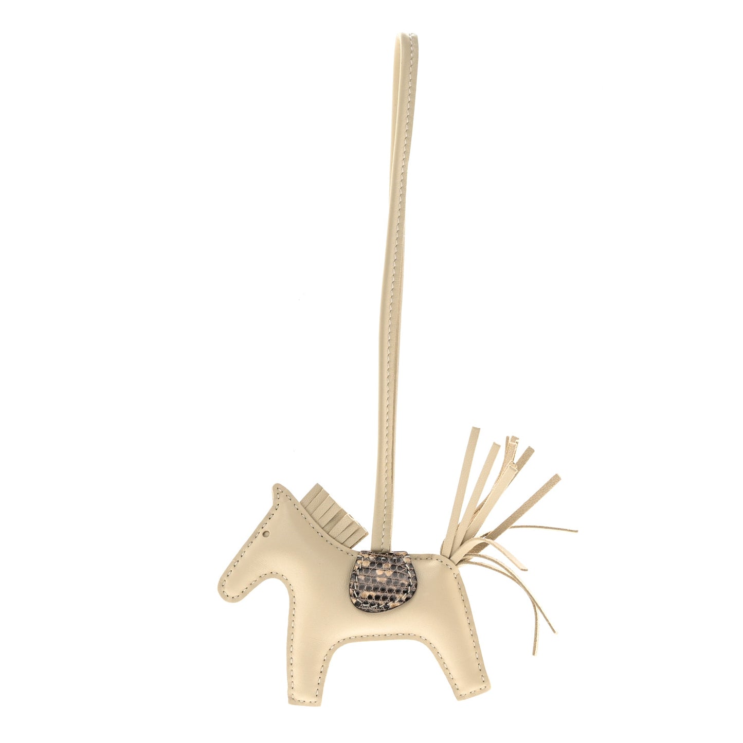 Milo Lambskin Lizard Touch Grigri Rodeo Horse Bag Charm PM Craie Ombre
