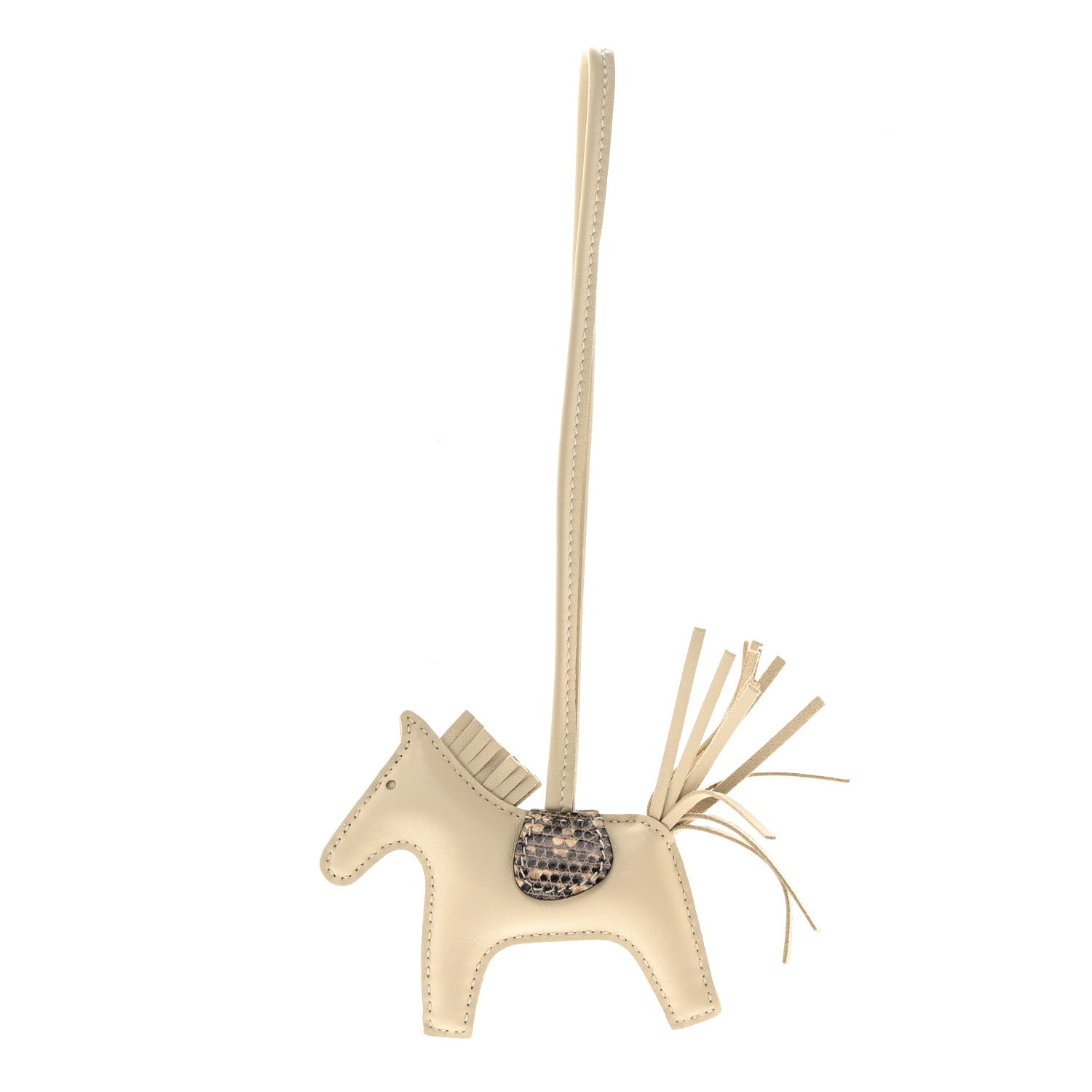 Hermes Milo Lambskin Lizard Touch Grigri Rodeo Horse Bag Charm PM Craie Ombre 1 of 4