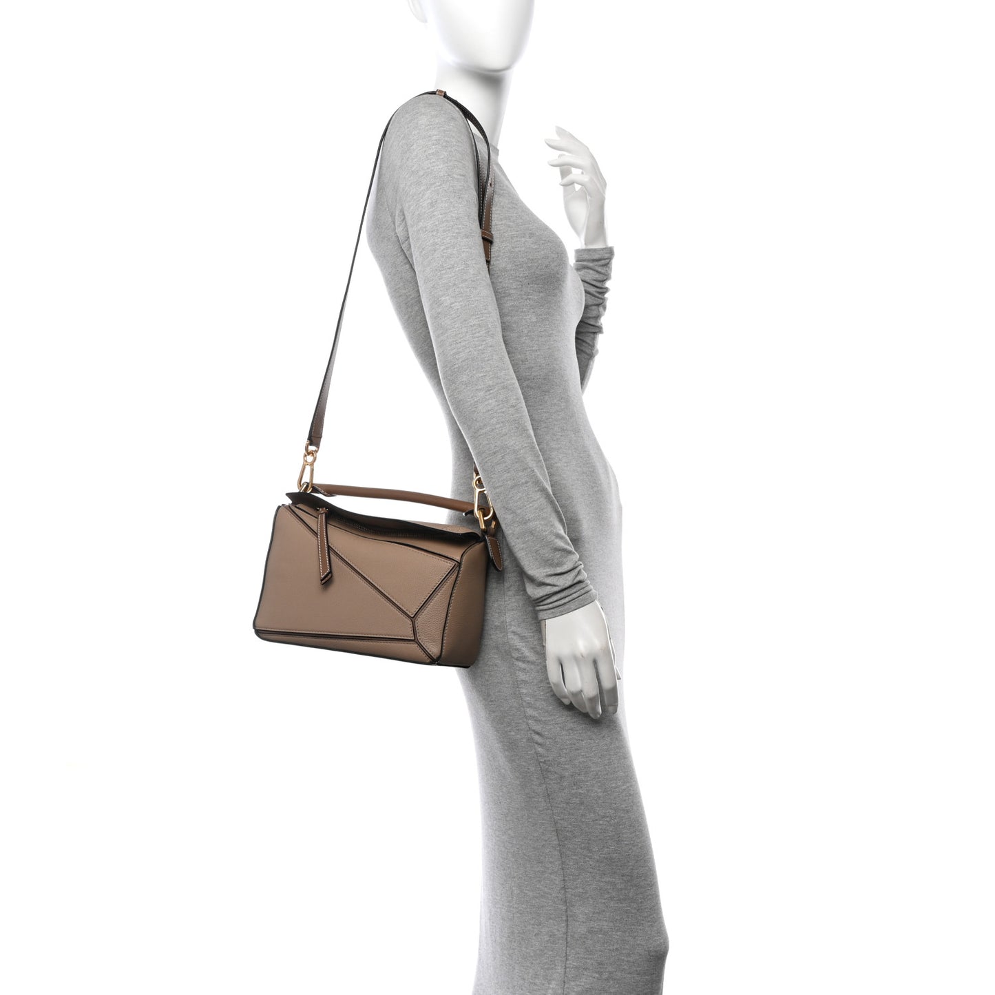 Grained Calfskin Small Puzzle Bag Sand Mink