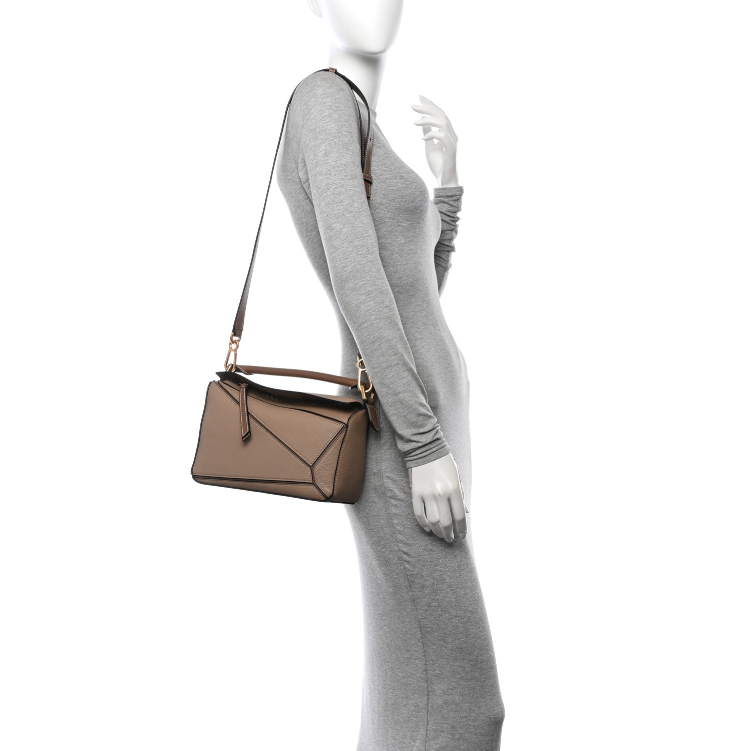 Loewe Grained Calfskin Small Puzzle Bag Sand Mink 2 of 10