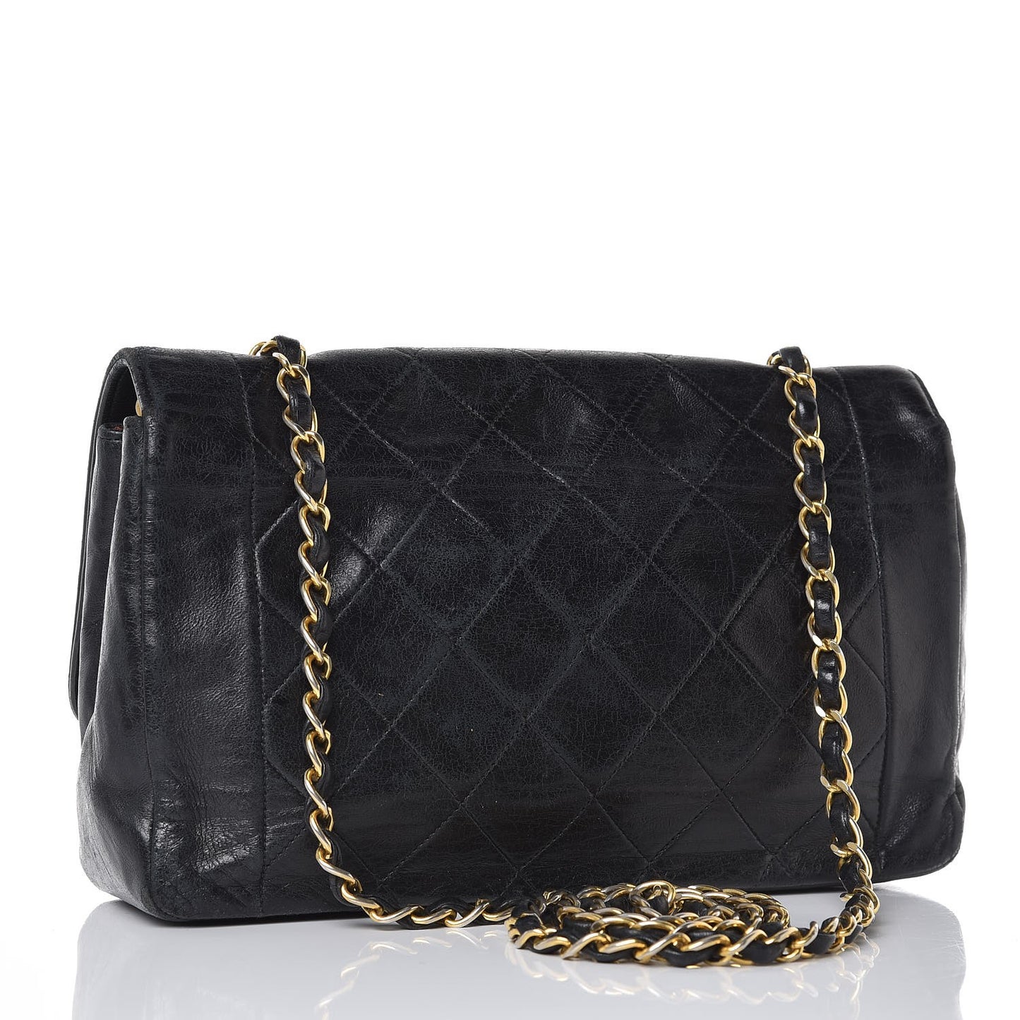 Lambskin Quilted Medium Single Flap Black