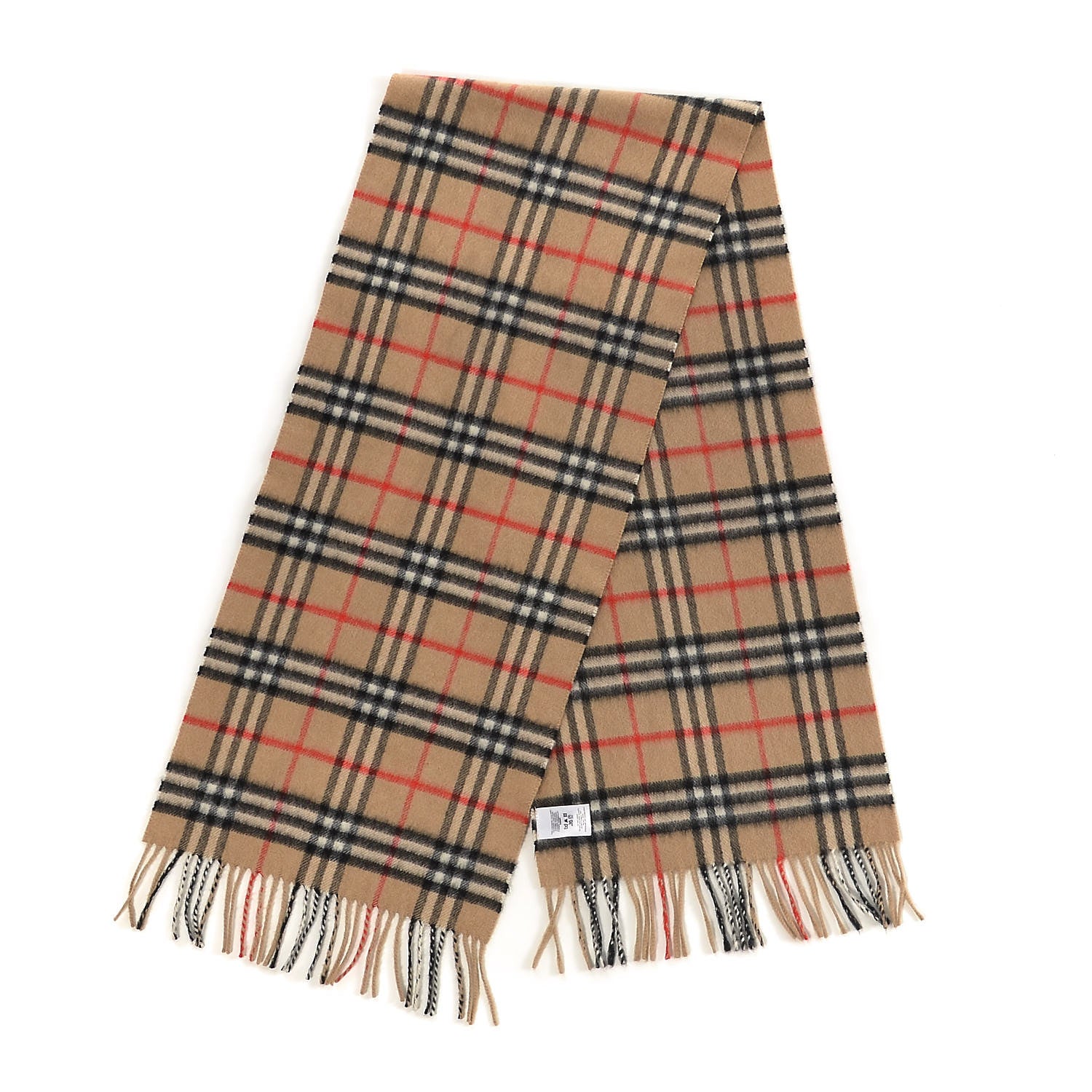 Burberry Cashmere Nova Check Fringe Scarf Camel 3 of 6