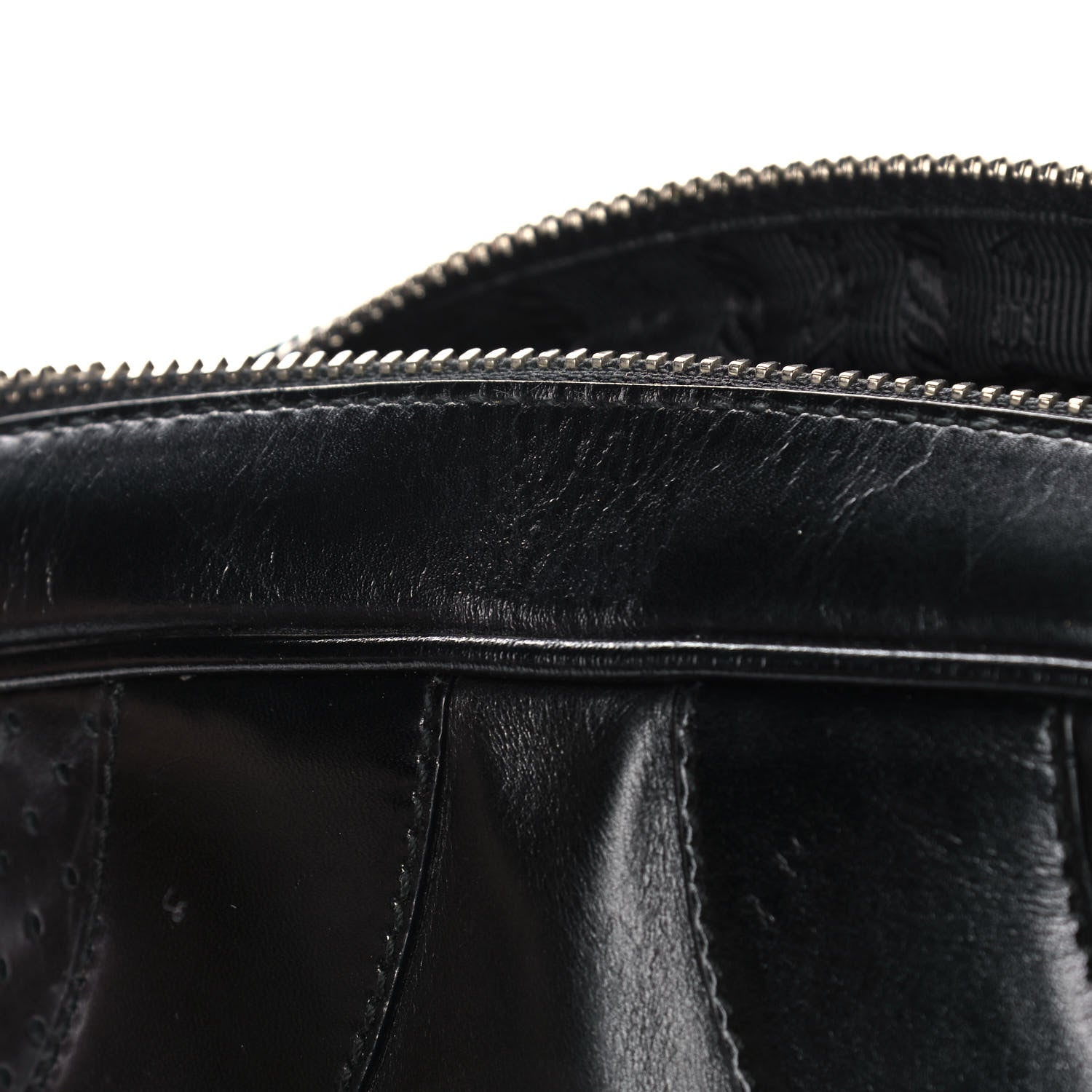 Prada Vitello Drive Perforated Bowling Bag Black 13 of 13