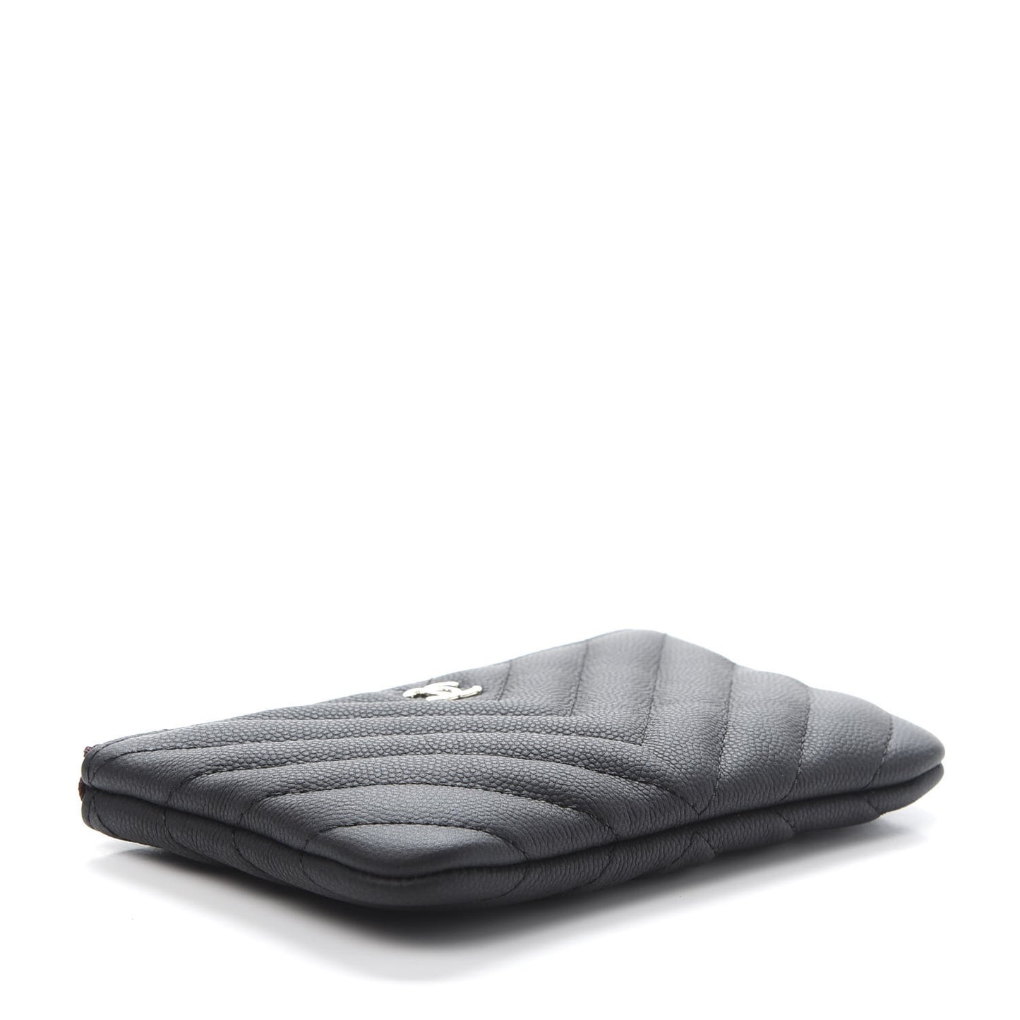 Caviar Chevron Quilted Small Cosmetic Case Black