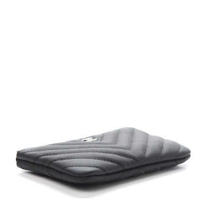 Chanel Caviar Chevron Quilted Small Cosmetic Case Black 4 of 9