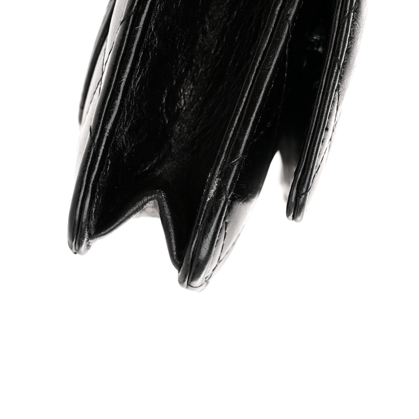 Metallic Aged Calfskin Quilted Reissue Wallet On Chain WOC Black