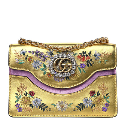 Gucci Metallic Calfskin Embroidered Small Shoulder Bag Gold 1 of 5