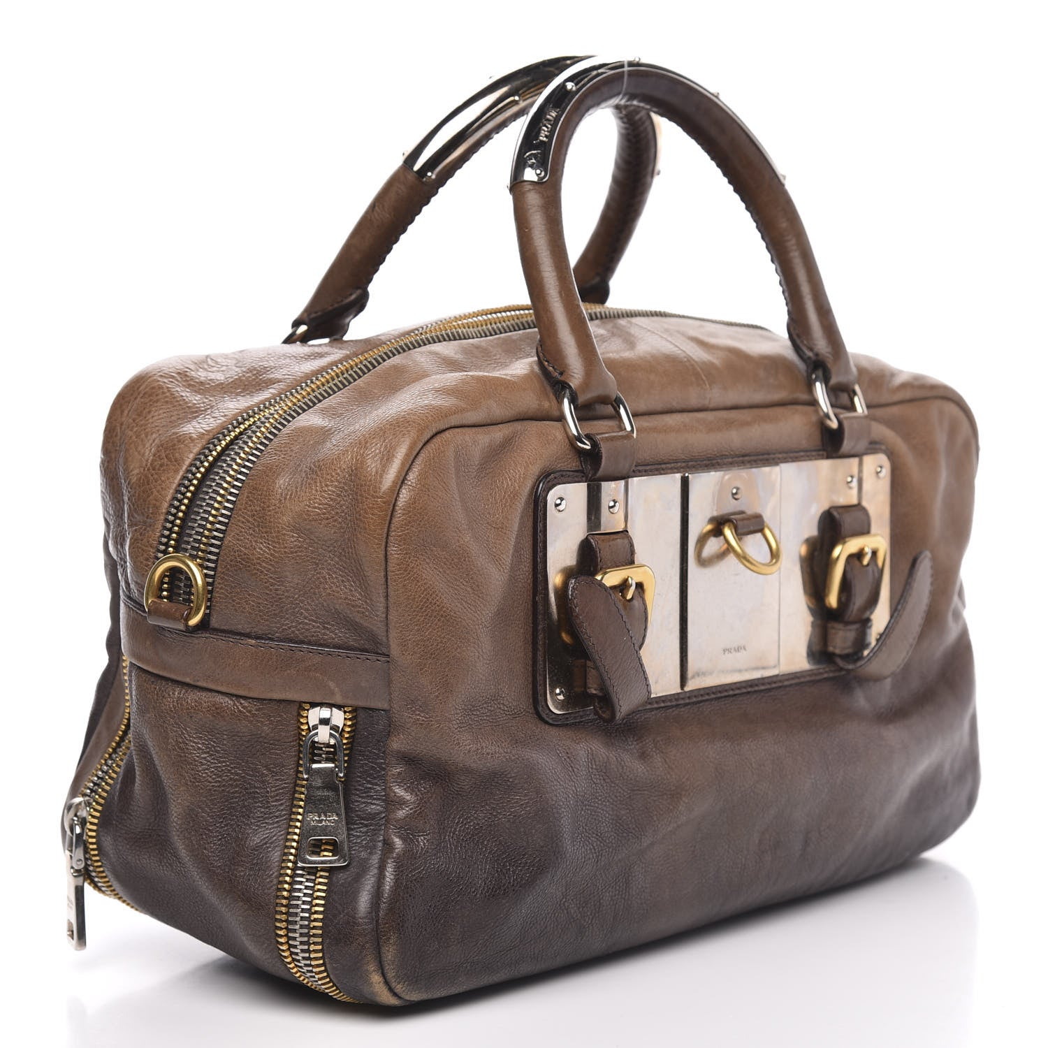 Prada Glace Calf Ombre Bowler Argilla Sfumato 3 of 12
