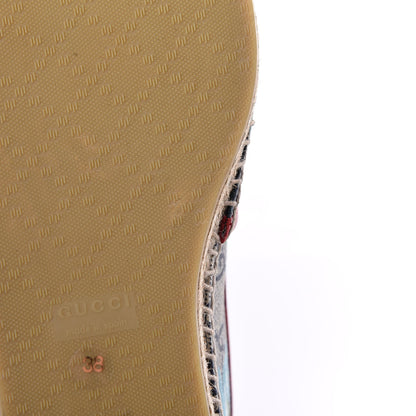Gucci GG Supreme Monogram Blooms Espadrilles 38 Beige Blue Navy Hibiscus Red 10 of 11